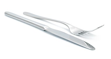 Fork and knife on white clipart