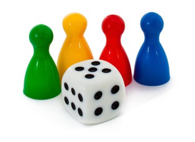 Board game figures and dice clipart