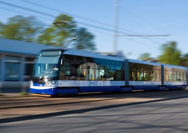 Tram in move clipart