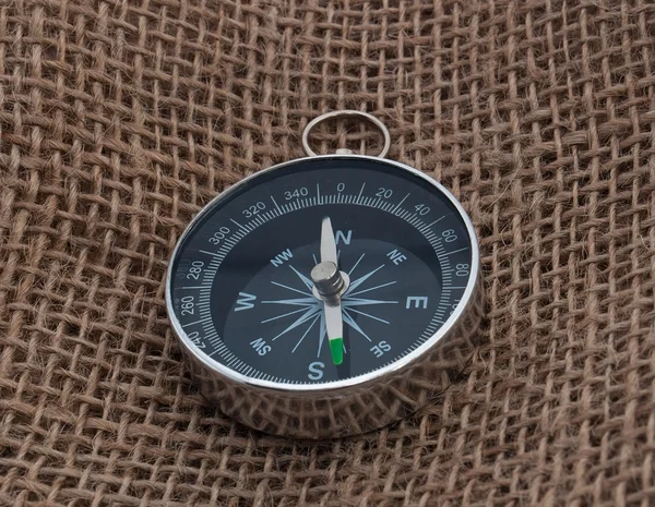 Compass on sack — Stock Photo, Image