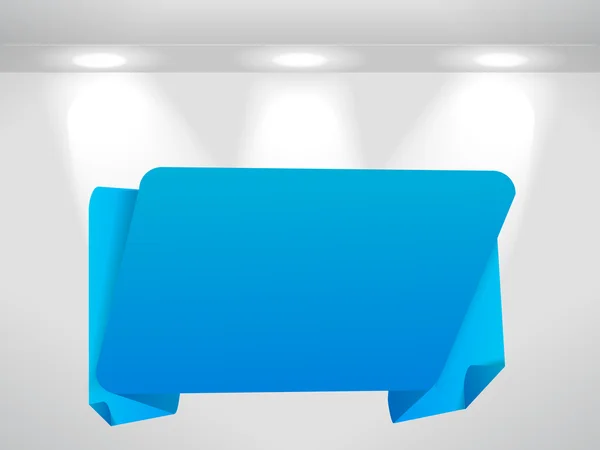 Blaues Werbeetikett im Origami-Stil — Stockfoto