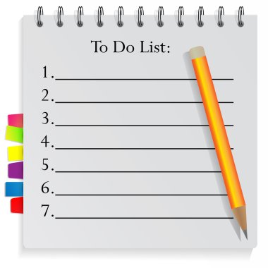 Spiral notepad To Do list with bookmarks and pencil clipart