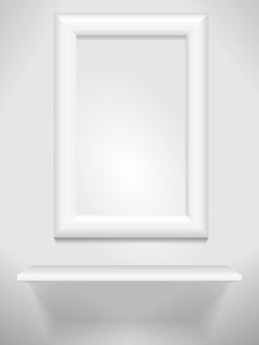 Gallery Interior with empty frame on wall and lights clipart