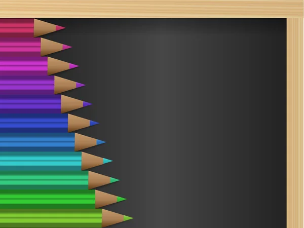 Барвисті олівці на дерев'яному фоні — стоковий вектор