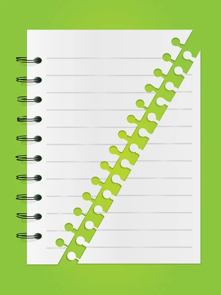 Folha de bloco de notas separada em espiral em branco com marcadores — Vetor de Stock