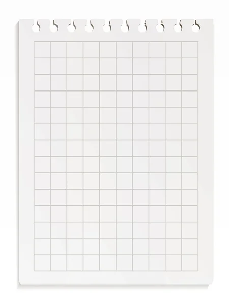 Feuille de bloc-notes spirale sur fond blanc — Image vectorielle