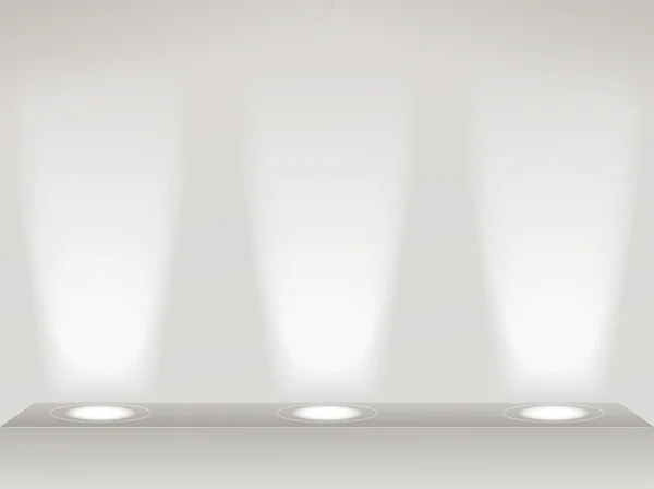 Schap, met drie lichtbronnen op de muur — Stockvector