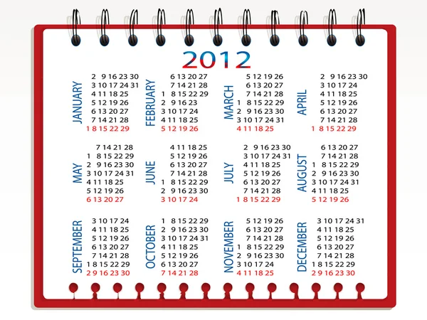 Spiral kalender med bokmärken — Stock vektor