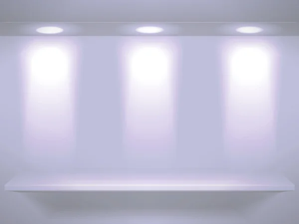 Stock Vector Illustration: Shelf with light sources on wall — Stock Vector