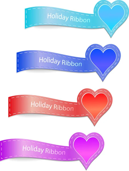 Set of the ribbons with heart label — Stock Vector