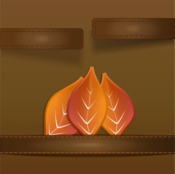 Feuilles d'automne sur le fond en cuir — Image vectorielle