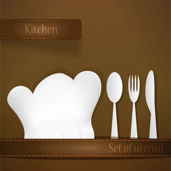 Kitchen utensil and chef cap — Stock Vector