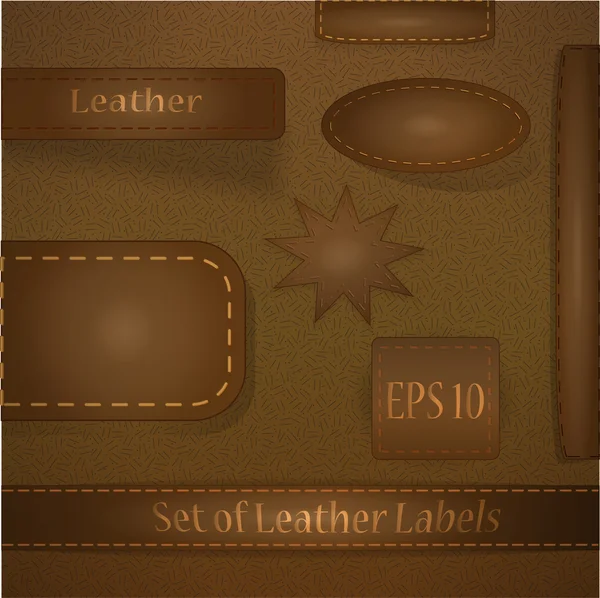 Uppsättning av etiketterna i läder — Stock vektor
