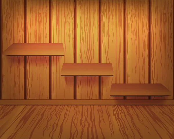 Mensole in legno sulla parete — Vettoriale Stock