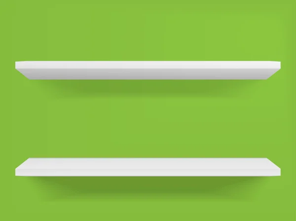 Zwei Kunststoff Regale auf grüne Wand — Stockvektor