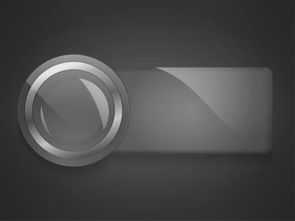 Bannière d'étiquette en verre sur fond gris — Image vectorielle