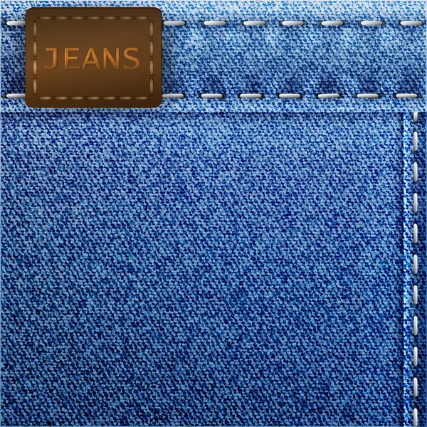 Jeans Oberfläche mit Lederanhänger — Stockvektor