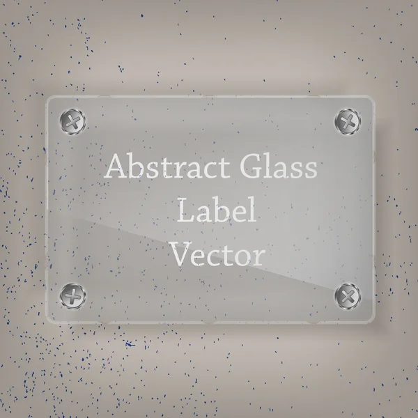 Etiqueta de etiqueta de vidro com parafusos no fundo grunge — Vetor de Stock