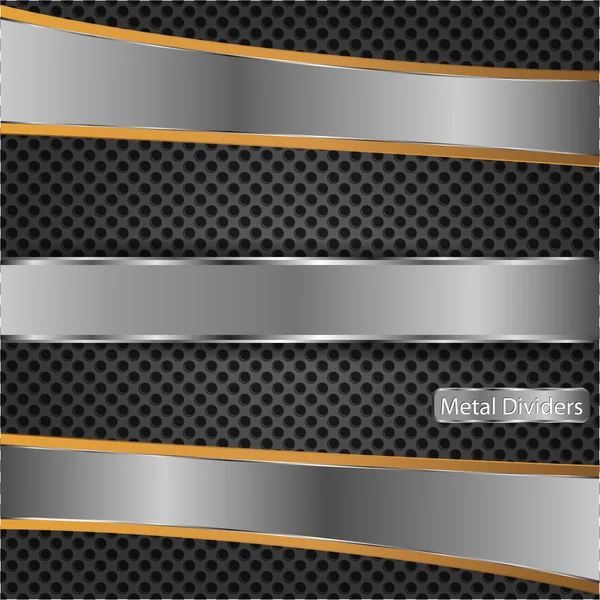 Chrome plates on the metal dot background — Stock Vector