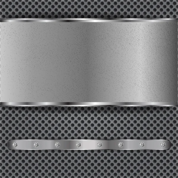 Plaque chromée sur le fond de point métallique — Image vectorielle