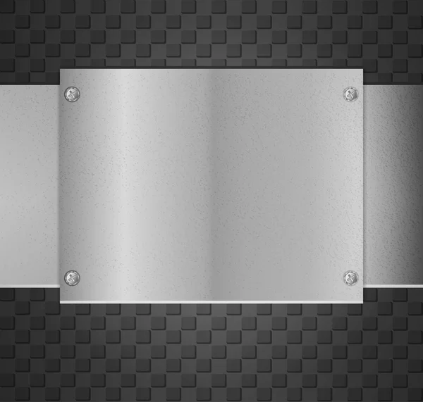 Blanka metallplatta med skruvar på metall bakgrund — Stock vektor
