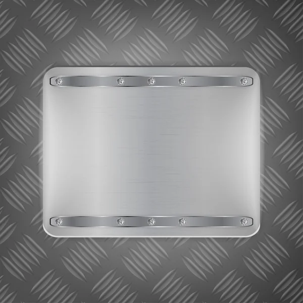 Placa de metal cromado con tornillos — Vector de stock