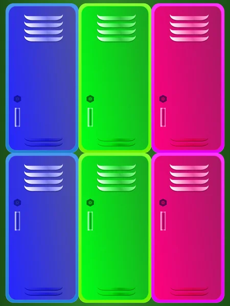 不同的颜色学校储物柜 — 图库矢量图片