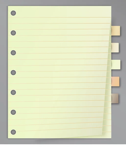 Ancienne liste papier lignée avec signets — Image vectorielle