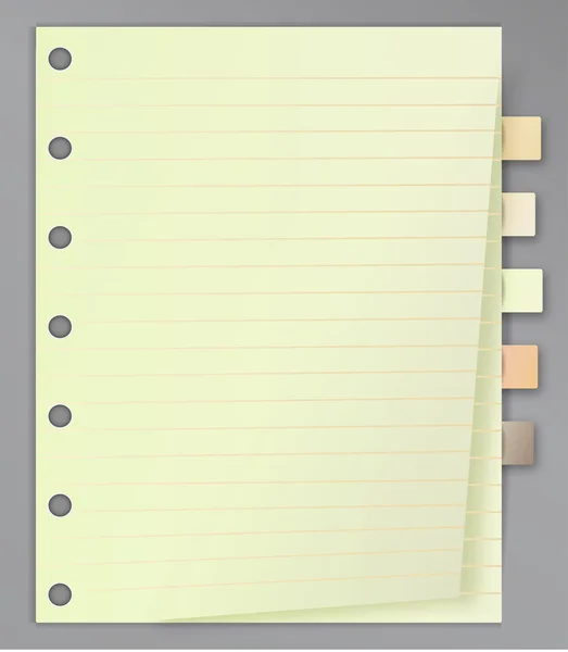 Old lined paper list with bookmarks — Stock Vector