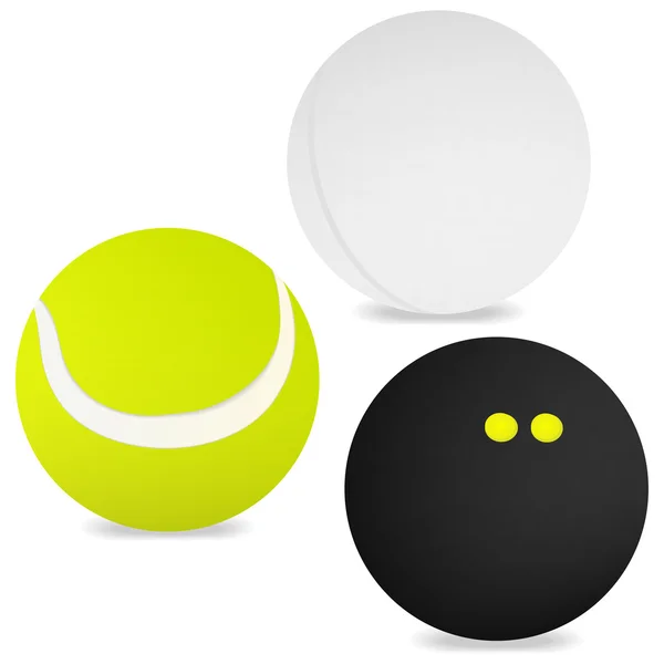 Tři sportovní míče na police na zeď — Stockový vektor