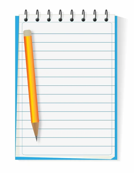 Lined notebook and pencil — Stock Vector