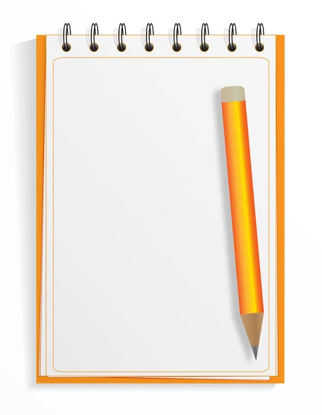 螺旋空白笔记本和铅笔 — 图库矢量图片
