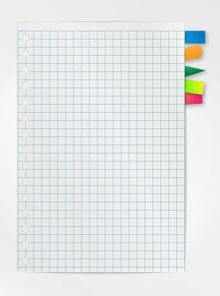 Lista de cadernos em espiral em branco com marcadores — Vetor de Stock