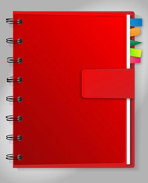 Cuaderno con marcadores — Vector de stock
