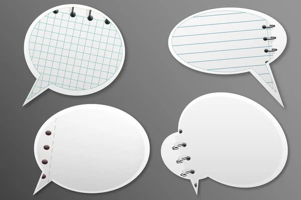 Ensemble de feuilles de cahier parlant nuages — Image vectorielle
