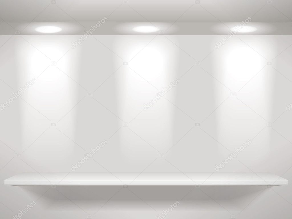 Shelf with light sources on wall