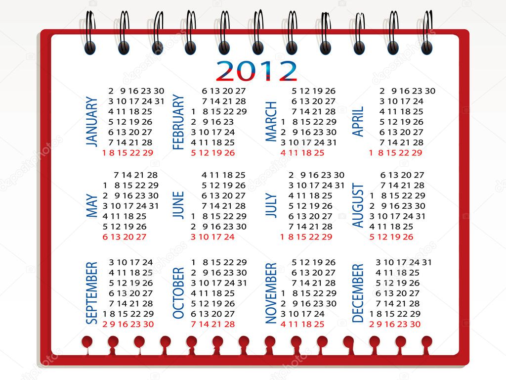 Spiral calendar with bookmarks