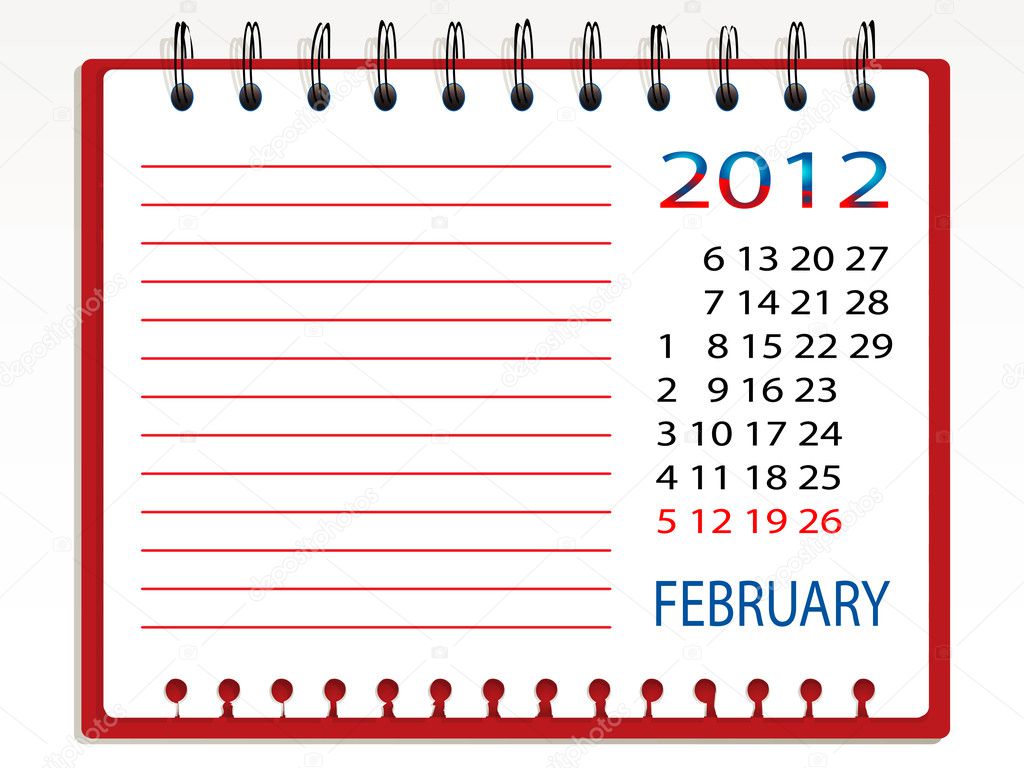 Spiral notebook calendar for 2012