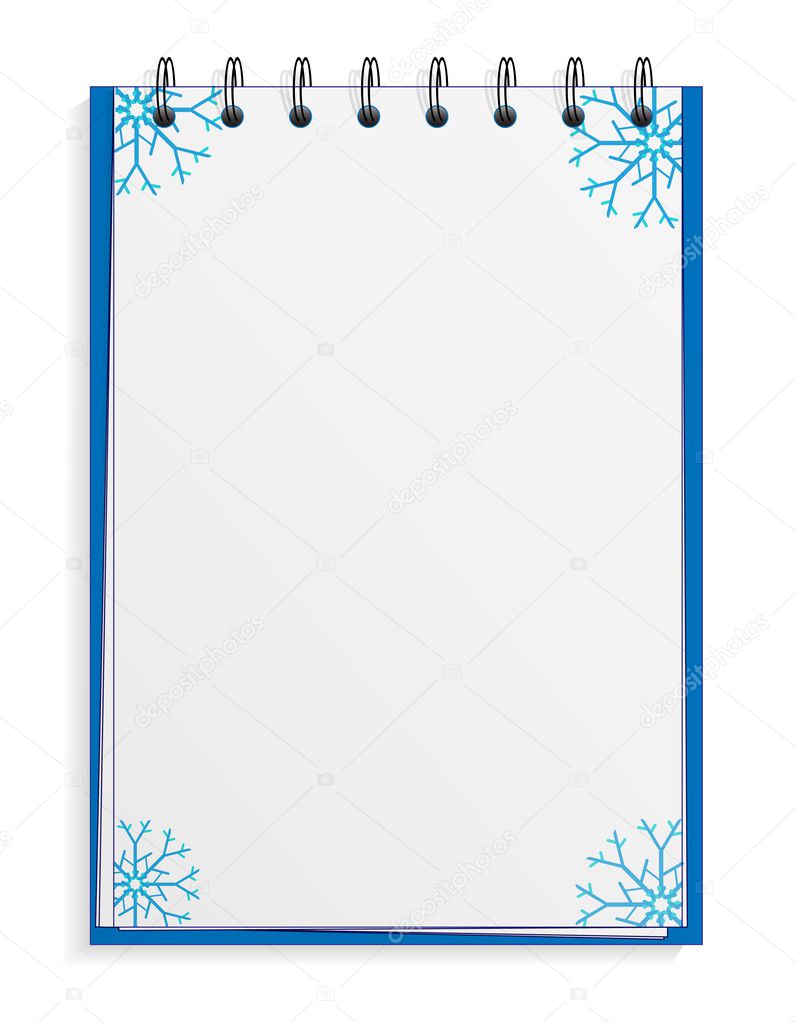 Notebook with blue snowflakes