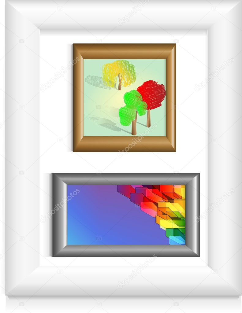 Set of photo frames with pictures