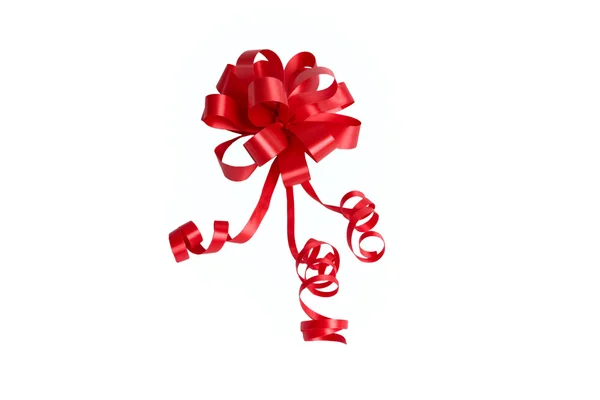 Isolated Shiny Red Bow and Ribbons on a white background. — Stock Photo, Image