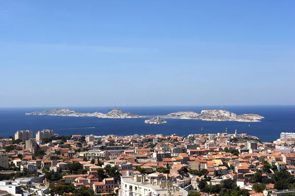 Marseille uitzicht op de stad vanaf de notre dame de la garde hill — Stockfoto