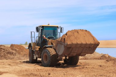 Yellow Bulldozer at Construction Desert Chanel clipart