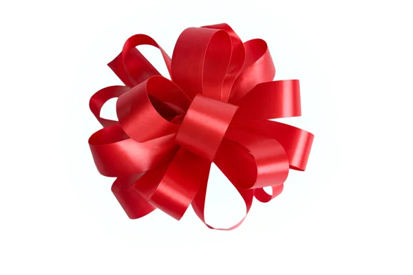Isolated Shiny Red Bow and Ribbons on a white background. — Stock Photo, Image