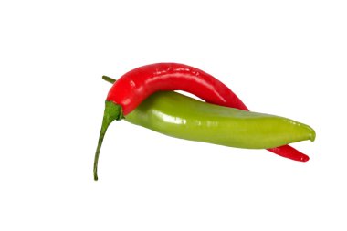 Red anf green chili pepper on white background clipart