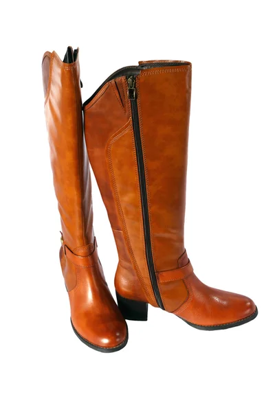 Close-up vista para a mulher botas de outono no fundo branco — Fotografia de Stock