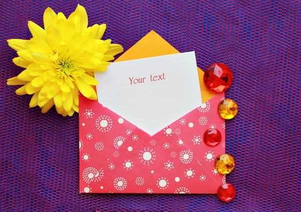 Pink envelope decorated with pastes — Stock Photo, Image