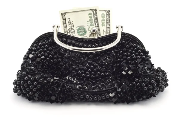 Dólares y bolso de mujer — Foto de Stock