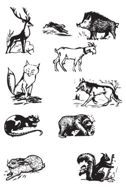 Vintage animals clipart