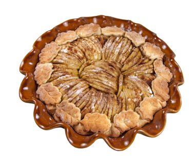 beyaz zemin üzerine elmalı tart